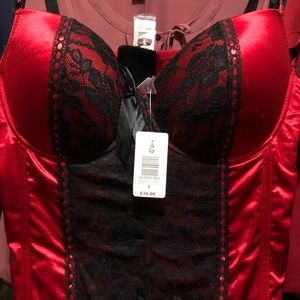 Red and black lace corset